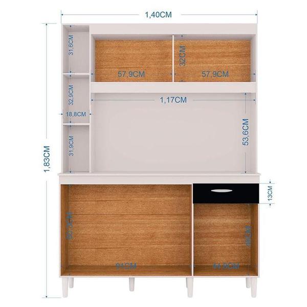 Imagem de Cozinha Kit Duda 140 Cm Branco Preto - Poquema