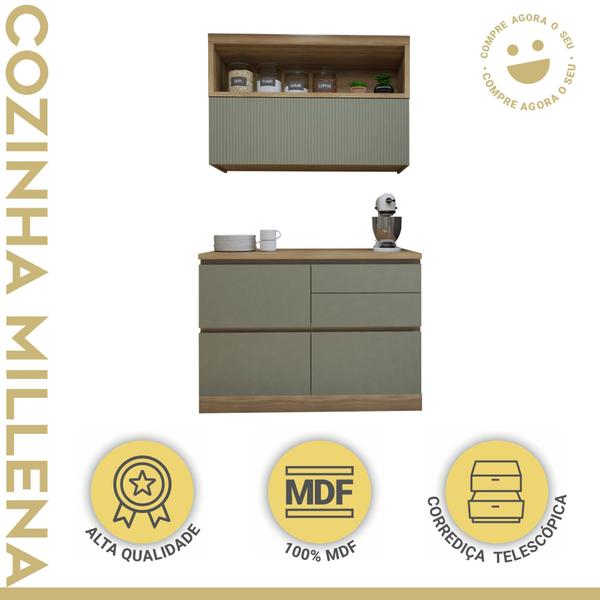 Cozinha Millena 2 Peças 120cm 100% Mdf Yescasa Imagem de Cozinha Millena 2 Peças 120cm 100% Mdf Yescasa