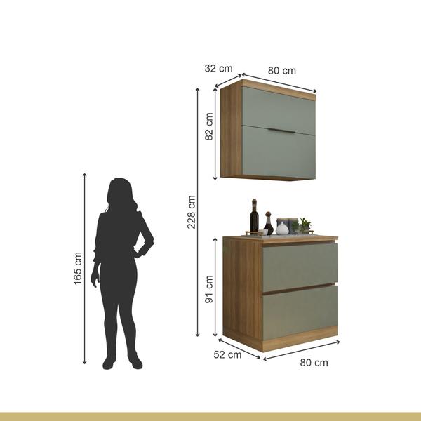 Imagem de Cozinha Millena 2 Peças 80cm 100% Mdf Yescasa