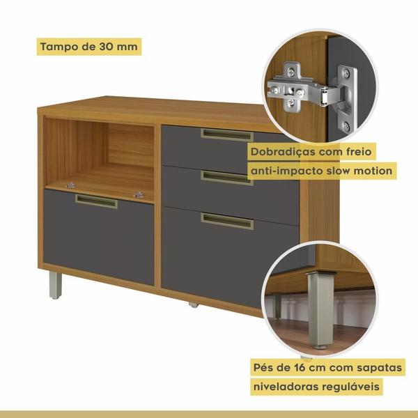 Cozinha Modulada 100% MDF 3 Peças Nesher Imperatriz Marrom Grafite Imagem de Cozinha Modulada 100% MDF 3 Peças Nesher Imperatriz Marrom Grafite