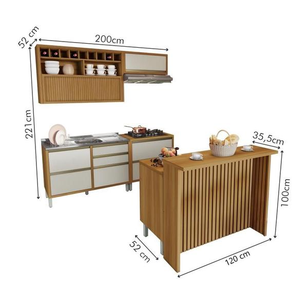 Imagem de Cozinha Modulada 100% MDF 6 Peças Nesher Baronesa Marrom Off White