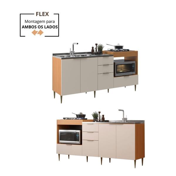 Imagem de Cozinha Modulada 2 Peças Alícia com espaço para Micro-ondas Forno e Cooktop - ALJ Móveis