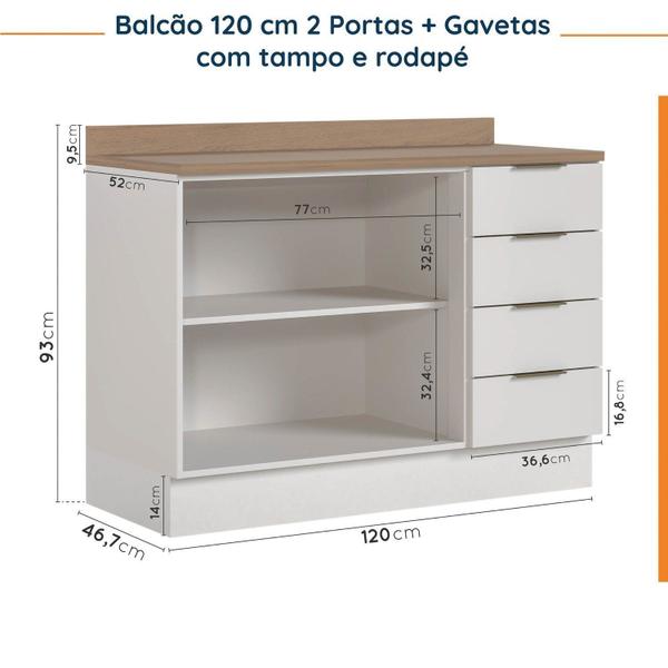 Imagem de Cozinha Modulada 2 Peças com Tampo 1 Aéreo 3 Portas e 1 Balcão Pia Ipanema Cabecasa Madeiramadeira