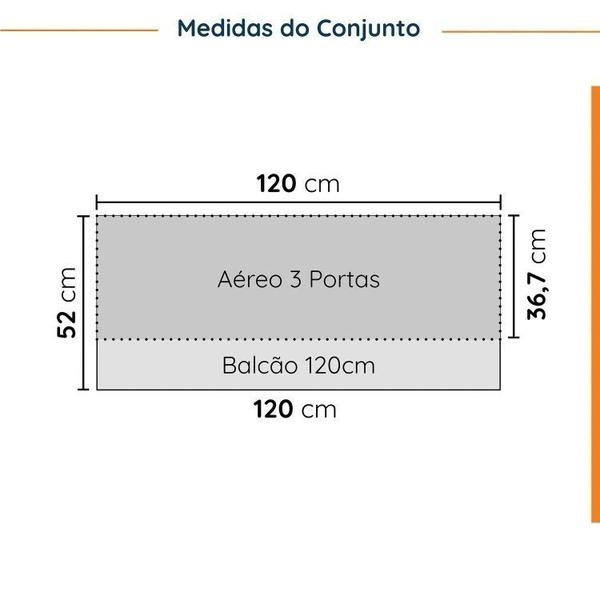 Imagem de Cozinha Modulada 2 Peças com Tampo 1 Aéreo 3 Portas e 1 Balcão Pia Ipanema Cabecasa Madeiramadeira