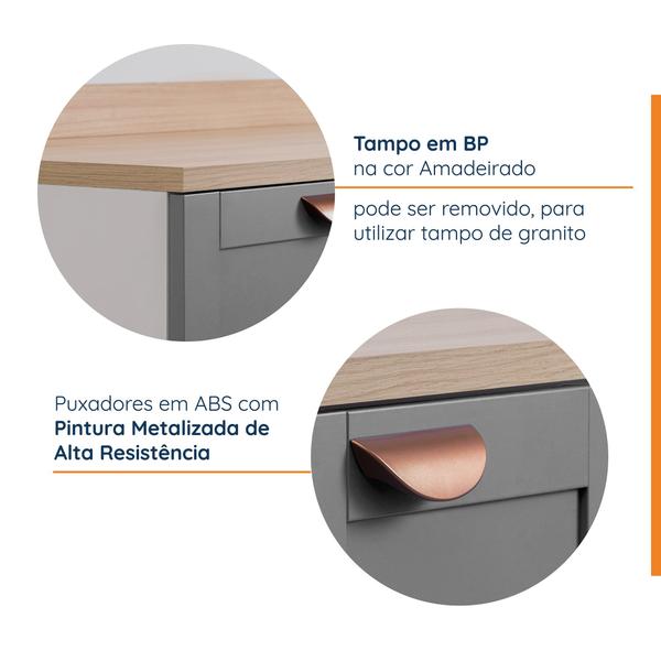 Imagem de Cozinha Modulada 2 Peças com Tampo 2 Balcões Arizona CabeCasa MadeiraMadeira