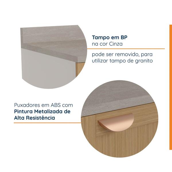 Imagem de Cozinha Modulada 2 Peças com Tampo 2 Balcões Arizona Cabecasa Madeiramadeira