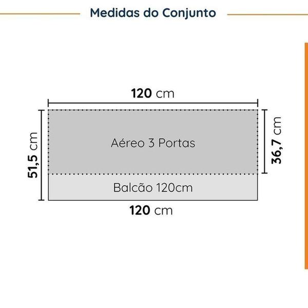 Imagem de Cozinha Modulada 2 Peças sem Tampo com Rodapé 1 Aéreo e 1 Balcão Ipanema Cabecasa Madeiramadeira