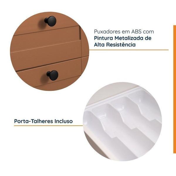 Imagem de Cozinha Modulada 3 Peças 2 Aéreos 1 Balcão Arizona Cabecasa Madeiramadeira Branco/Terracota