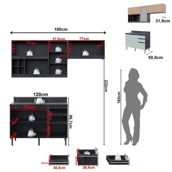 Imagem de Cozinha Modulada 3 Peças com Tampo Orquídea Tecno mobili