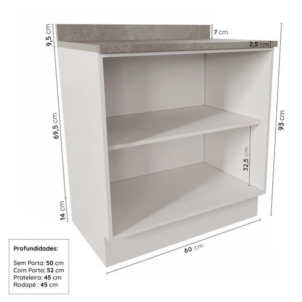 Imagem de Cozinha Modulada 4 Peças 1 Torre Microondas 1 Aéreo 2 Balcões Arizona Cabecasa Madeiramadeira Branco/Figueira