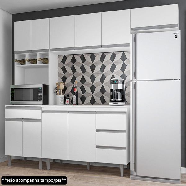 Imagem de Cozinha Modulada 4 Peças Balcão sem Tampo 120cm Andréia Branco - AJL Móveis