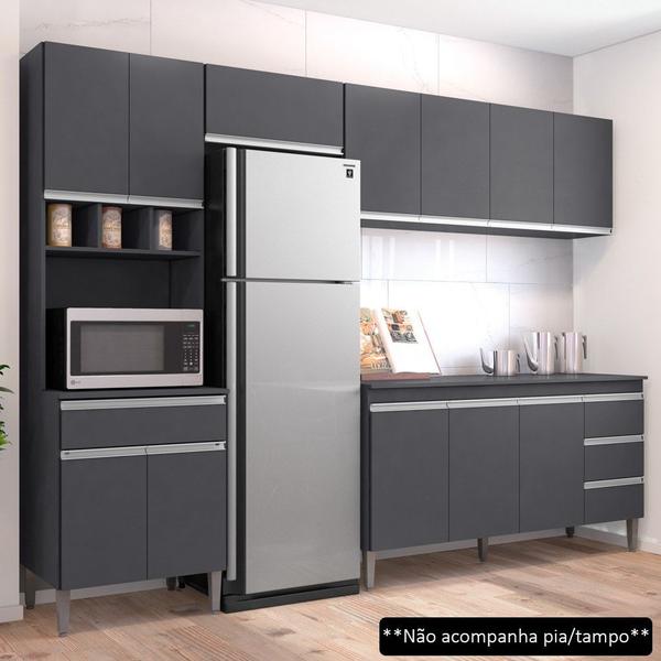 Imagem de Cozinha Modulada 4 Peças Balcão sem Tampo 160cm Andréia Cinza - AJL Móveis