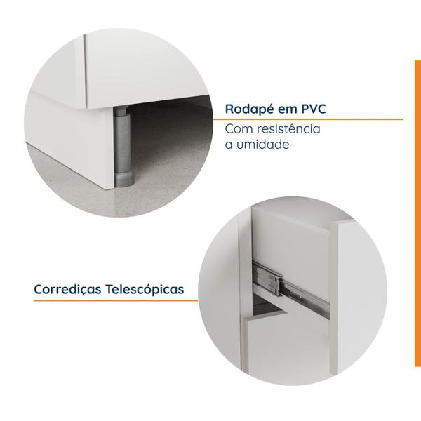 Imagem de Cozinha Modulada 4 Peças com Tampo 3 Aéreos 5 Portas e 1 Balcão Ipanema CabeCasa MadeiraMadeira