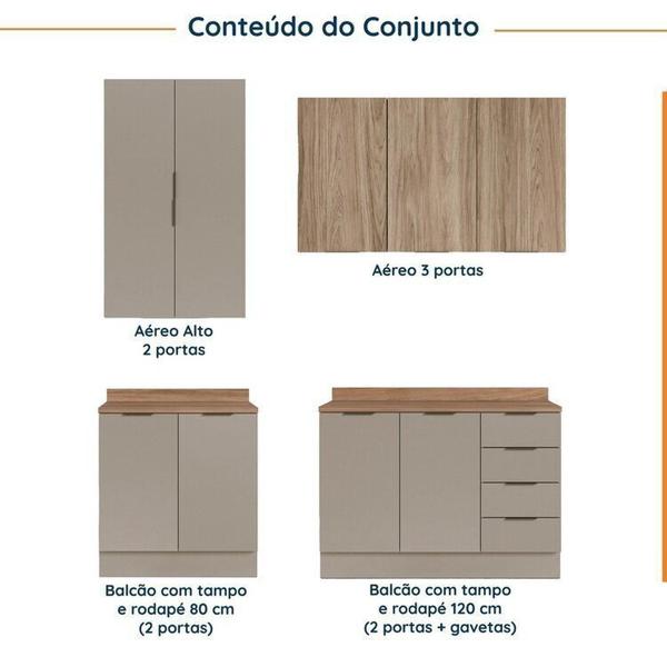 Imagem de Cozinha Modulada 4 Peças com Tampo com Rodapé 2 Aéreos e 2 Balcões Ipanema CabeCasa MadeiraMadeira