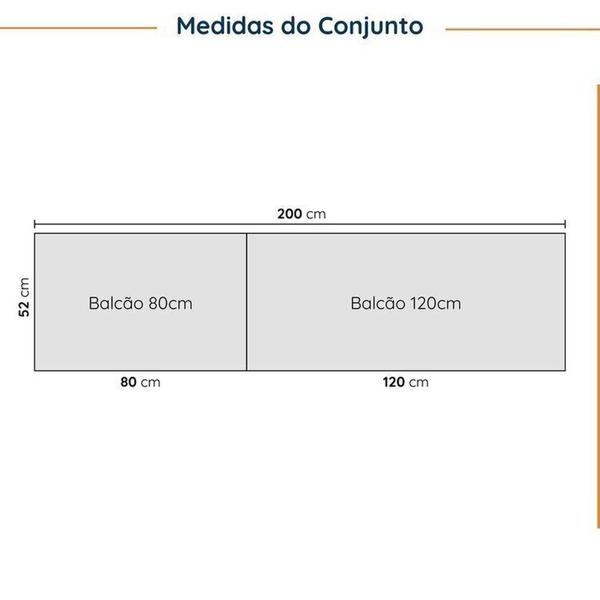 Imagem de Cozinha Modulada 4 Peças com Tampo com Rodapé 2 Aéreos e 2 Balcões Ipanema CabeCasa MadeiraMadeira