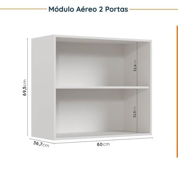 Imagem de Cozinha Modulada 4 Peças com Tampo com Rodapé 2 Aéreos e 2 Balcões Ipanema CabeCasa MadeiraMadeira