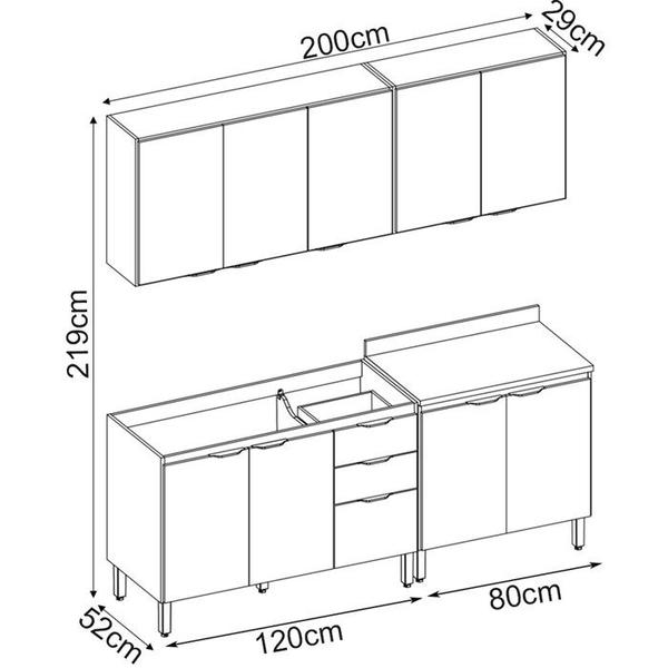 Imagem de Cozinha Modulada 4 Peças FI0008 Avena Menta Demobile