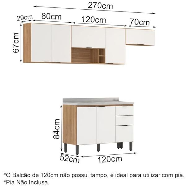 Imagem de Cozinha Modulada 4 Peças FRCZ5 Amendola Branco Demobile