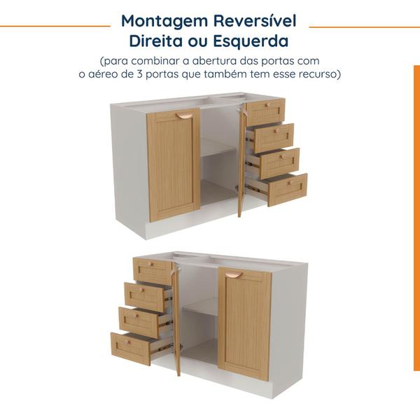 Imagem de Cozinha Modulada 4 Peças sem Tampo 2 Aéreos 2 Balcões Arizona Cabecasa Madeiramadeira