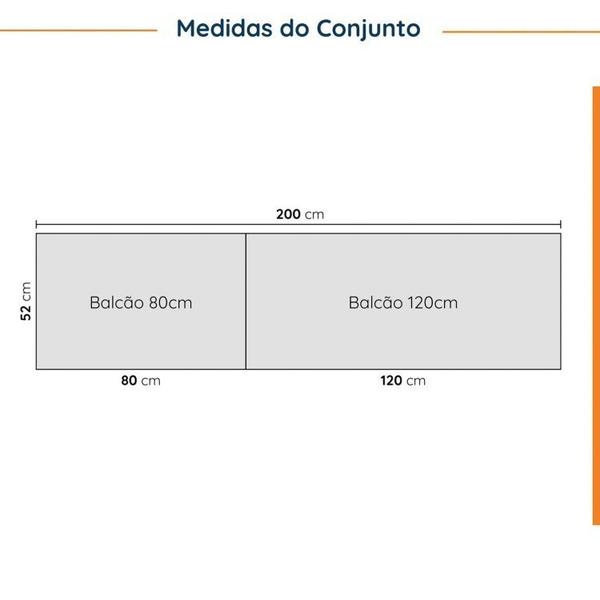 Imagem de Cozinha Modulada 4 Peças sem Tampo 2 Aéreos 5 Portas e 2 Balcões Ipanema CabeCasa MadeiraMadeira