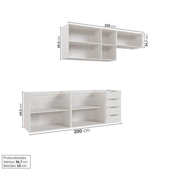 Imagem de Cozinha Modulada 4 Peças sem Tampo 2 Aéreos e 2 Balcões 2 Portas Ipanema Cabecasa Madeiramadeira