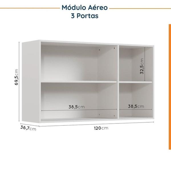 Imagem de Cozinha Modulada 4 Peças sem Tampo 3 Aéreos 5 Portas e 1 Balcão Ipanema CabeCasa MadeiraMadeira