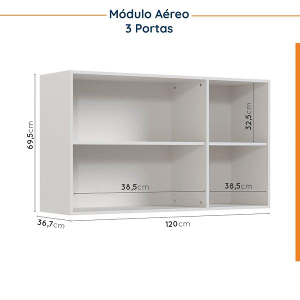 Imagem de Cozinha Modulada 4 Peças sem Tampo 3 Aéreos 5 Portas e 1 Balcão Ipanema CabeCasa MadeiraMadeira