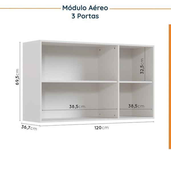 Imagem de Cozinha Modulada 4 Peças Sem Tampo 3 Aéreos e 1 Balcão para Pia Ipanema CabeCasa MadeiraMadeira