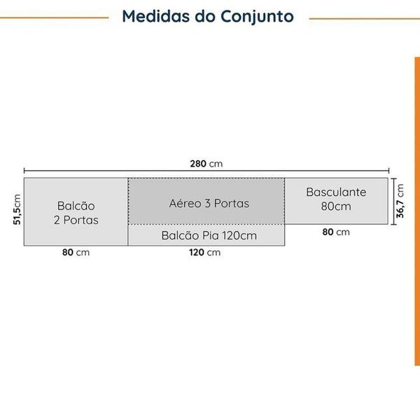 Imagem de Cozinha Modulada 4 Peças sem Tampo com Rodapé 2 Aéreos e 2 Balcões Ipanema Cabecasa Madeiramadeira Acácia