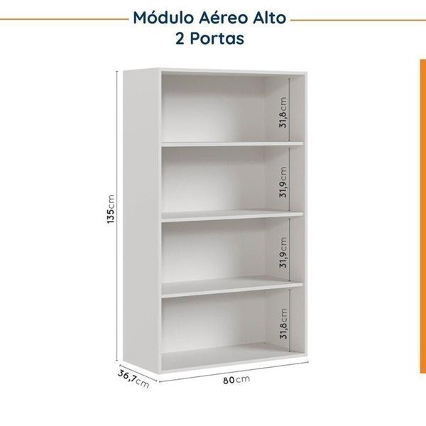 Imagem de Cozinha Modulada 4 Peças sem Tampo sem Rodapé 2 Aéreos e 2 Balcões Ipanema CabeCasa MadeiraMadeira