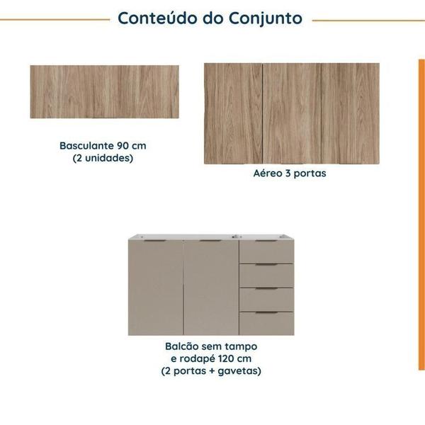 Imagem de Cozinha Modulada 4 Peças sem Tampo sem Rodapé 3 Aéreos e 1 Balcão Ipanema Cabecasa Madeiramadeira