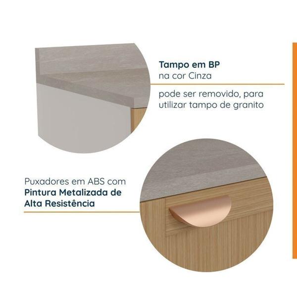 Imagem de Cozinha Modulada 5 Peças 1 Torre 2 Aéreos 2 Balcões Arizona Arizona Cabecasa Madeiramadeira Branco/Figueira