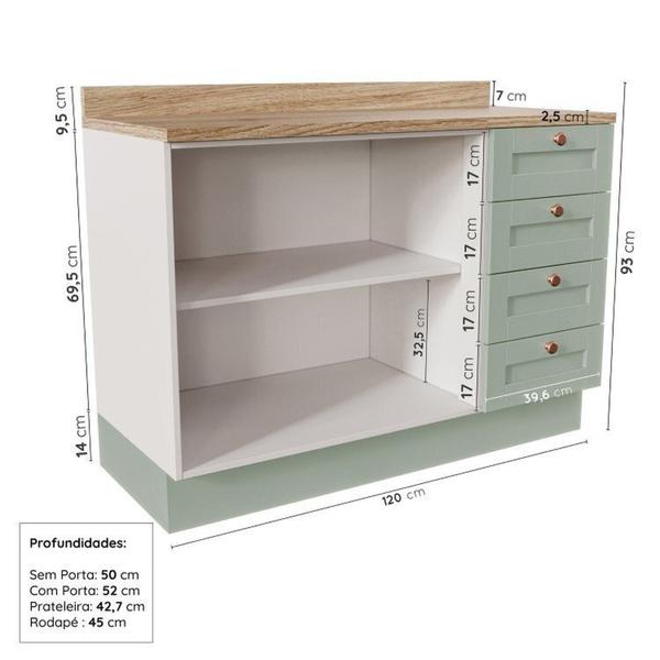 Imagem de Cozinha Modulada 5 Peças 1 Torre 2 Aéreos 2 Balcões Arizona Arizona Cabecasa Madeiramadeira Branco/Menta