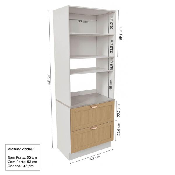 Imagem de Cozinha Modulada 5 Peças com Tampo 1 Torre 2 Aéreos 2 Balcões Arizona Cabecasa Madeiramadeira