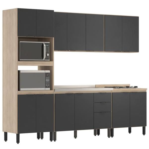 Cozinha Modulada 5 Peças FHR001 Avena Grafito Demobile - Demóbile Imagem de Cozinha Modulada 5 Peças FHR001 Avena Grafito Demobile