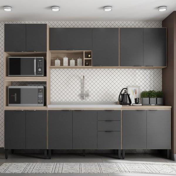 Cozinha Modulada 5 Peças FRCZ1 Avena Grafito Demobile - Demóbile Imagem de Cozinha Modulada 5 Peças FRCZ1 Avena Grafito Demobile