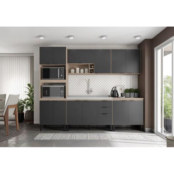 Cozinha Modulada 5 Peças FRCZ1 Avena Grafito Demobile - Demóbile Imagem de Cozinha Modulada 5 Peças FRCZ1 Avena Grafito Demobile
