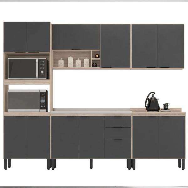 Cozinha Modulada 5 Peças FRCZ1 Avena Grafito Demobile - Demóbile Imagem de Cozinha Modulada 5 Peças FRCZ1 Avena Grafito Demobile