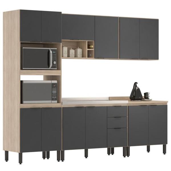 Cozinha Modulada 5 Peças FRCZ1 Avena Grafito Demobile - Demóbile Imagem de Cozinha Modulada 5 Peças FRCZ1 Avena Grafito Demobile