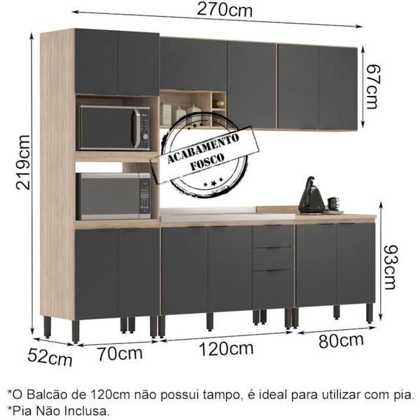 Cozinha Modulada 5 Peças FRCZ1 Avena Grafito Demobile - Demóbile Imagem de Cozinha Modulada 5 Peças FRCZ1 Avena Grafito Demobile
