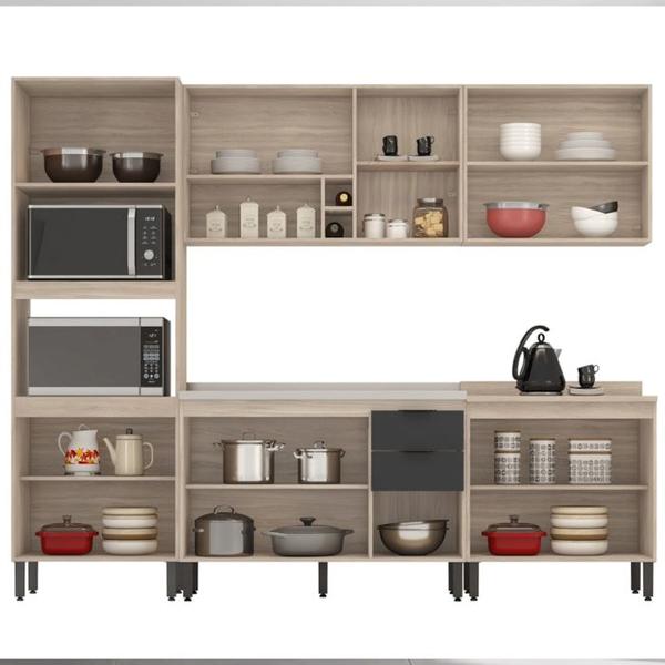 Cozinha Modulada 5 Peças FRCZ1 Avena Grafito Demobile - Demóbile Imagem de Cozinha Modulada 5 Peças FRCZ1 Avena Grafito Demobile