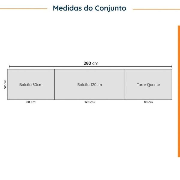 Imagem de Cozinha Modulada 5 Peças Sem Tampo 2 Aéreos 2 Balcões 1 Torre Quente Ipanema CabeCasa MadeiraMadeira