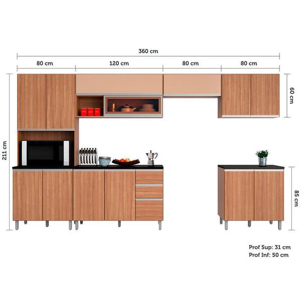 Imagem de Cozinha Modulada 6 Peças 14 Portas 2 Gavetas Com Torre Quente Evidence