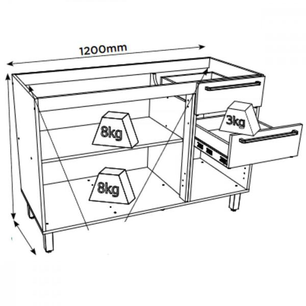 Imagem de Cozinha Modulada 6 Peças 14 Portas 3 Gavetas Sem Tampo Requinte Henn