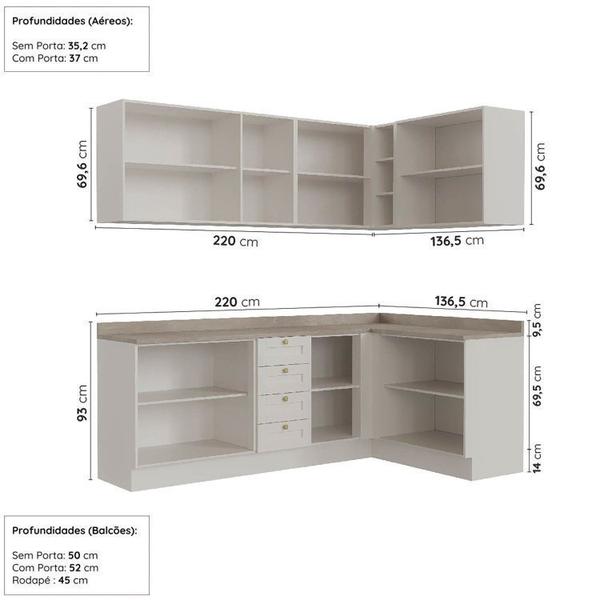 Cozinha Modulada 6 Peças 3 Armários Aéreos e Nichos, 3 Balcões Cabecasa Madeiramadeira Branco Imagem de Cozinha Modulada 6 Peças 3 Armários Aéreos e Nichos, 3 Balcões Cabecasa Madeiramadeira Branco