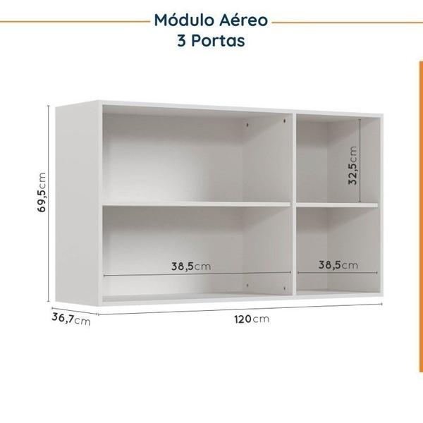 Imagem de Cozinha Modulada 6 Peças com Tampo e Rodapé 3 Aéreos e 3 Balcões Ipanema Cabecasa Madeiramadeira