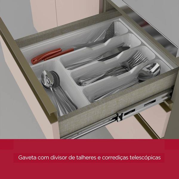 Imagem de Cozinha Modulada 6 Peças com Torre Quente 11 Portas 3 Gavetas Connect Henn - Duna/Cristal