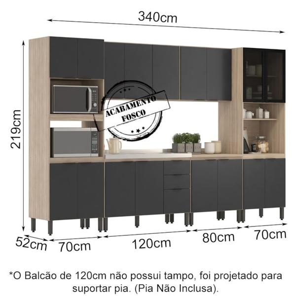 Imagem de Cozinha Modulada 6 Peças FTM006 Avena Grafito Demobile