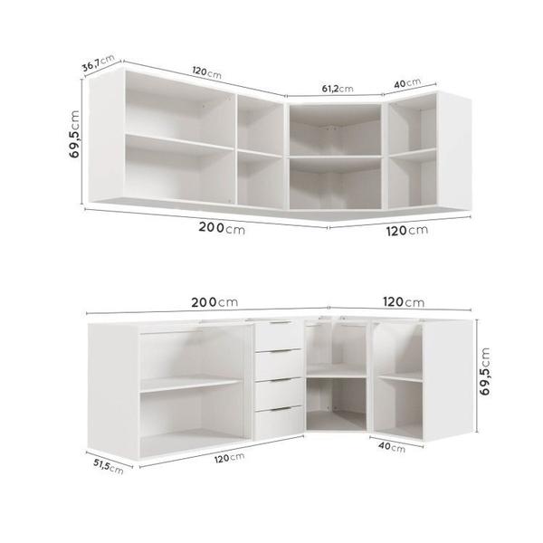 Imagem de Cozinha Modulada 6 Peças sem Tampo 3 Aéreos 6 Portas e 3 Balcões Ipanema CabeCasa MadeiraMadeira