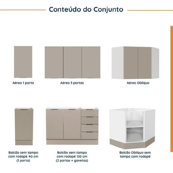 Imagem de Cozinha Modulada 6 Peças sem Tampo com Rodapé 3 Aéreos e 3 Balcões Ipanema Cabecasa Madeiramadeira